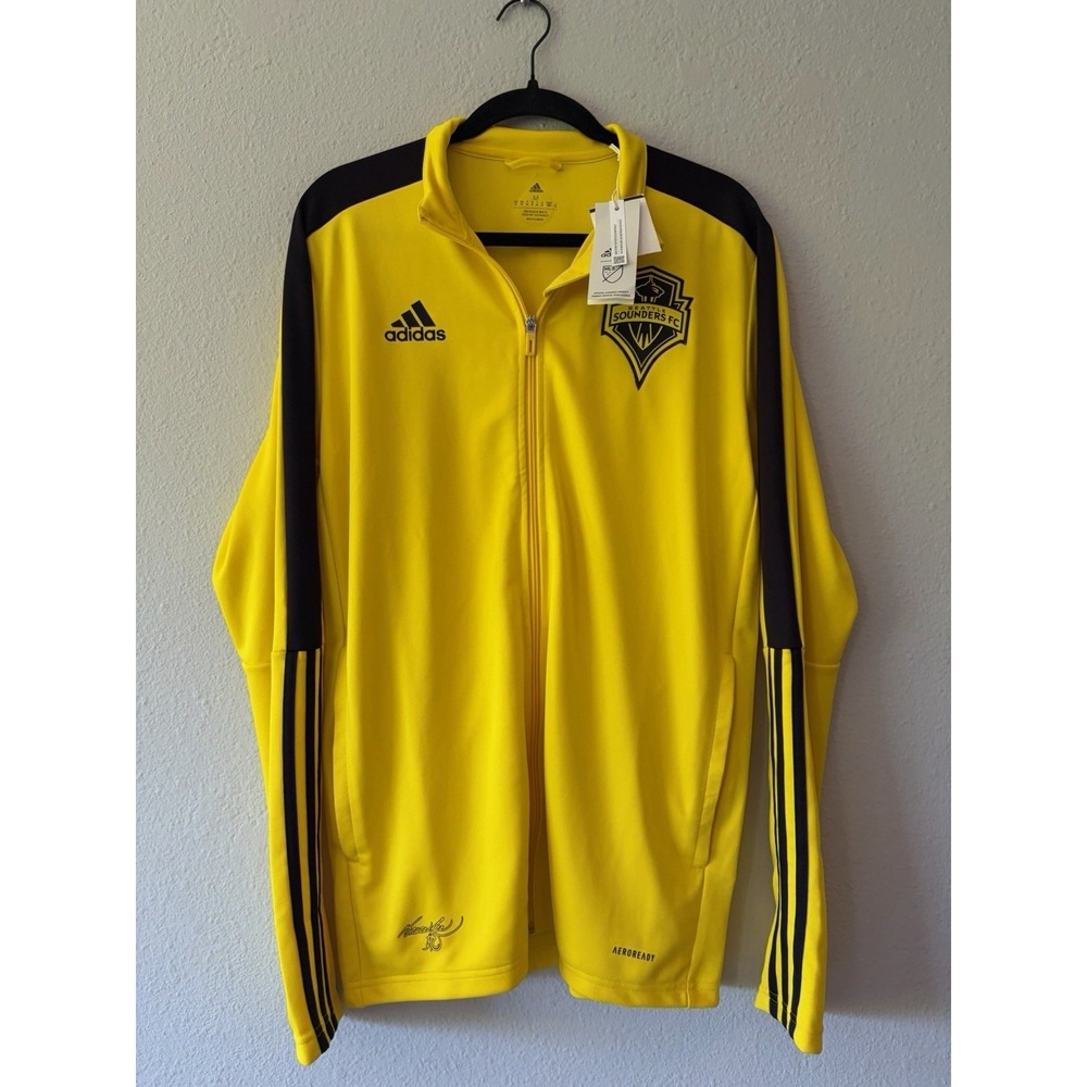 New Seattle Sounders Bruce Lee Jacket Mens M Yellow Black Adidas Aeroready MLS